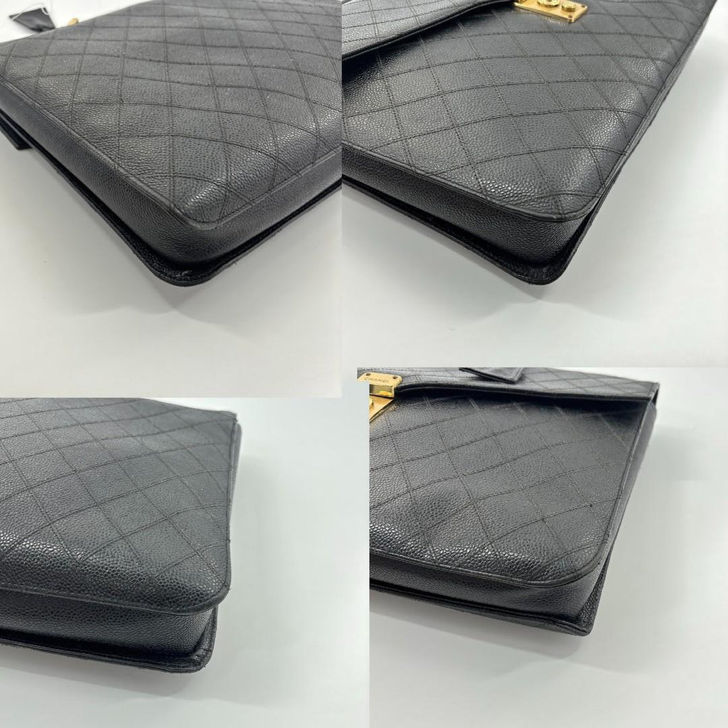 Chanel Bicolor Caviar Leather Business Briefcase Black — view 8