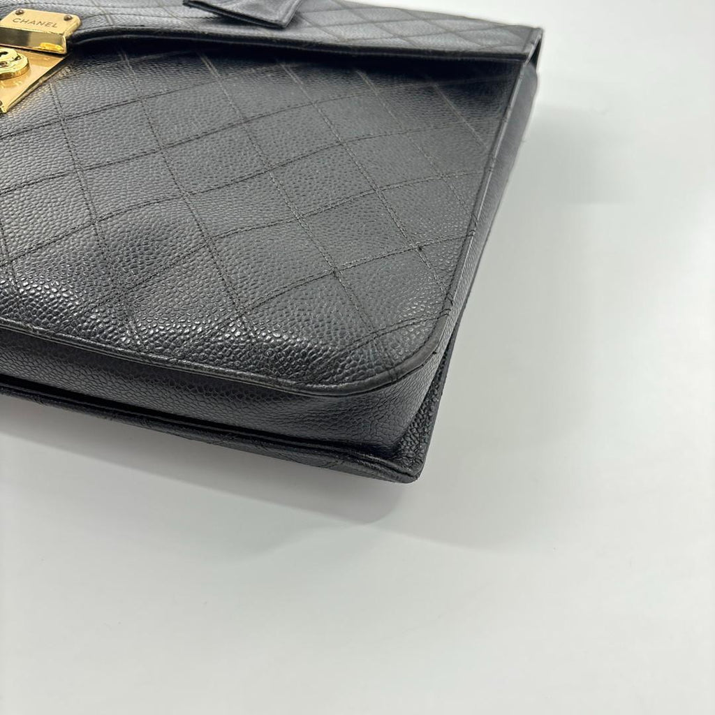 Chanel Bicolor Caviar Leather Business Briefcase Black — view 9