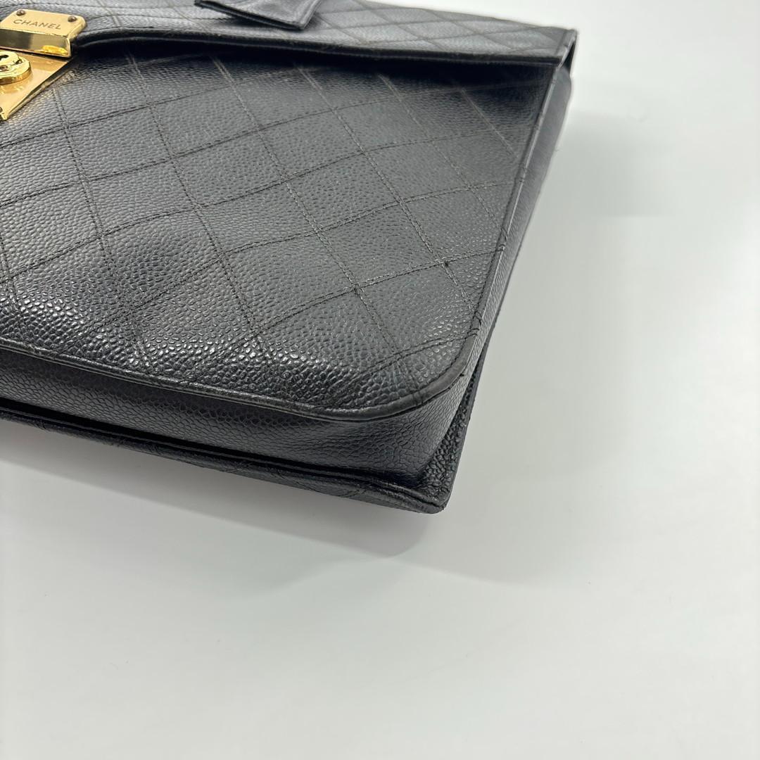 Chanel Bicolor Caviar Leather Business Briefcase Black — view 9