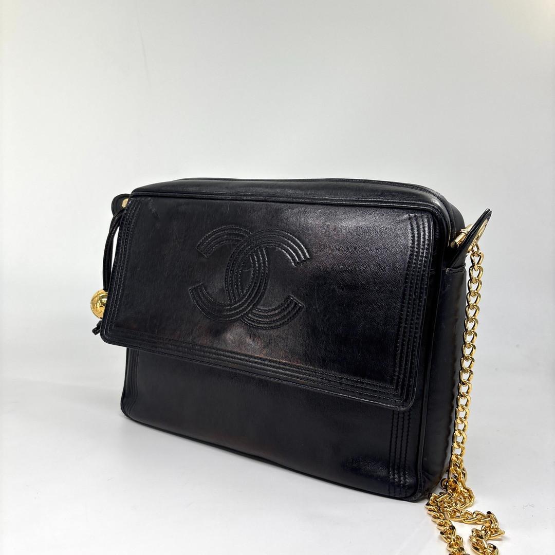 Chanel Lambskin CC Logo Shoulder Bag Black — view 2