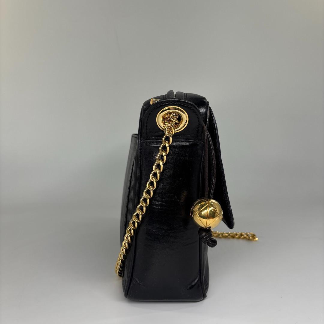 Chanel Lambskin CC Logo Shoulder Bag Black — view 4