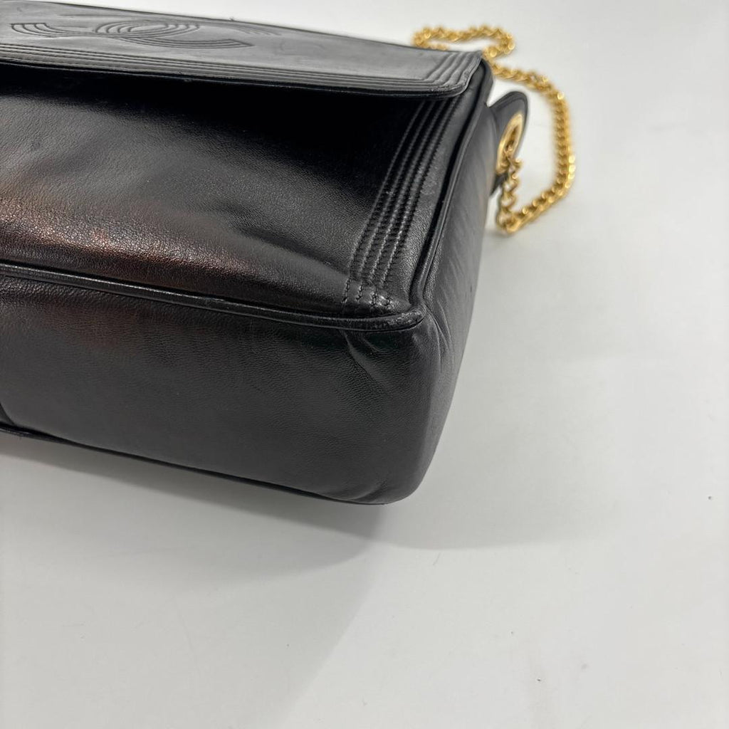Chanel Lambskin CC Logo Shoulder Bag Black — view 7