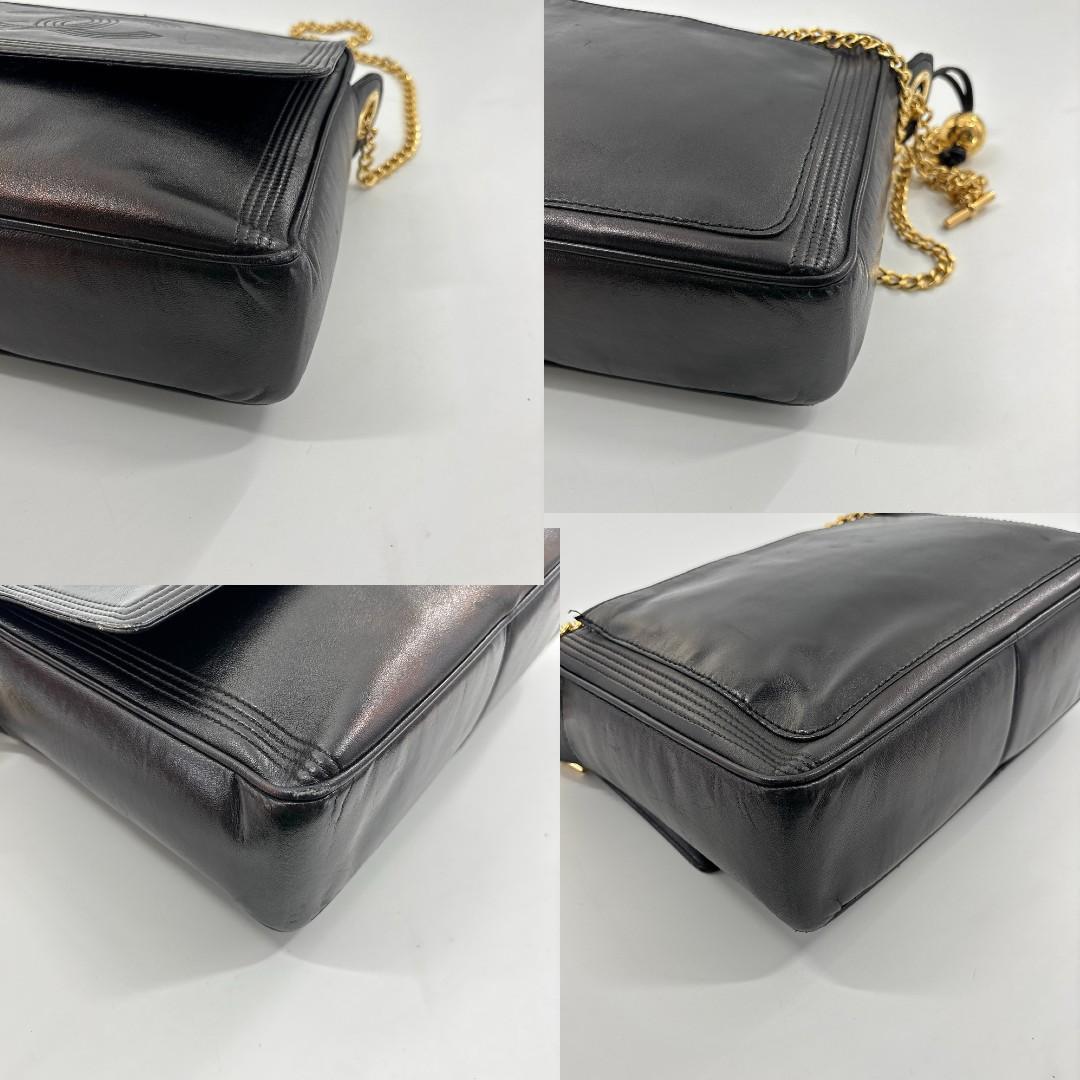 Chanel Lambskin CC Logo Shoulder Bag Black — view 8