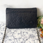 Chanel Chain Wallet Camellia Black Shoulder — view 2