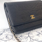 Chanel Chain Wallet Camellia Black Shoulder — view 3