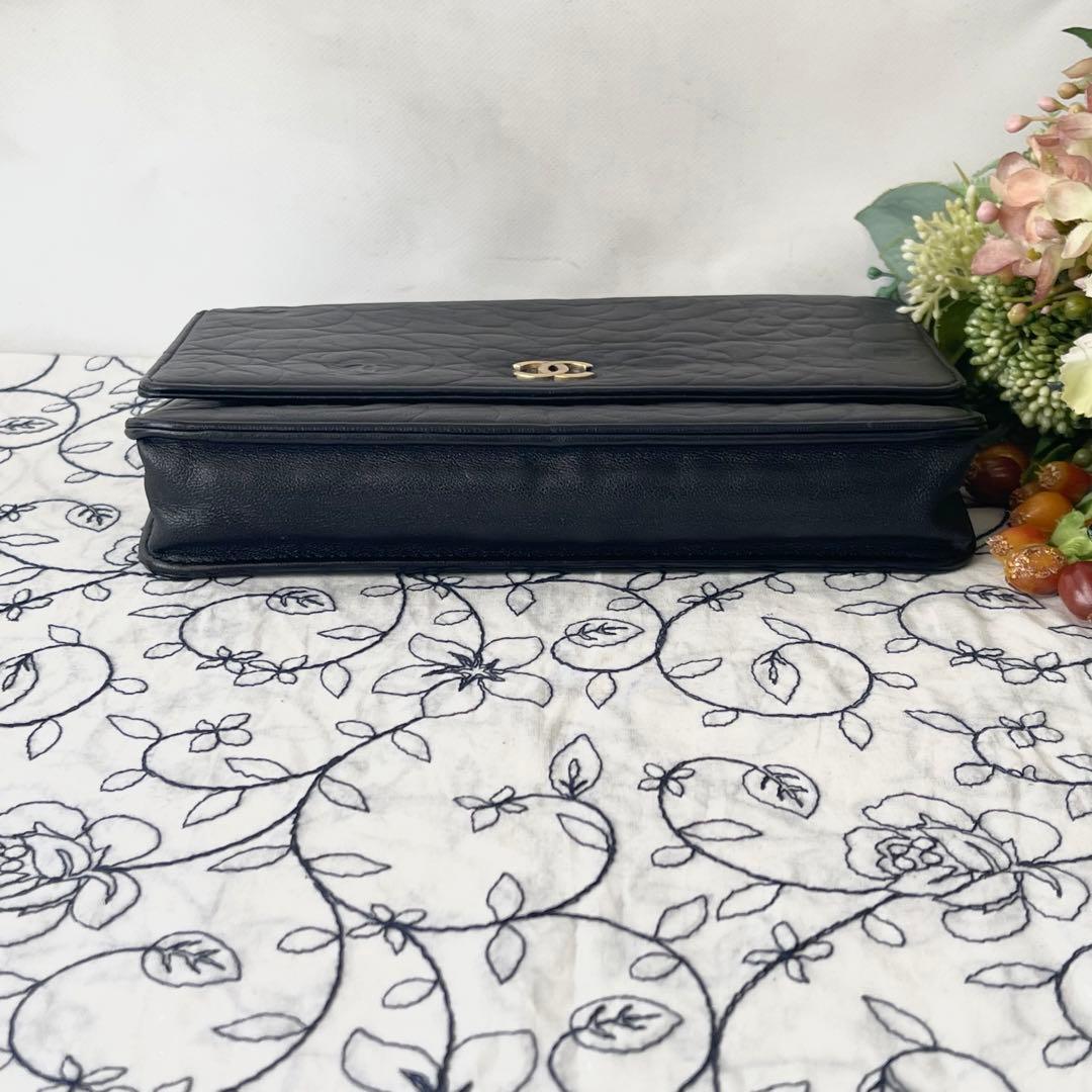 Chanel Chain Wallet Camellia Black Shoulder — view 7