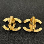Chanel CC Logo Earrings Rhinestone Gold Icon — view 3