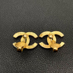Chanel CC Logo Earrings Rhinestone Gold Icon — view 4