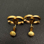 Chanel CC Logo Earrings Rhinestone Gold Icon — view 5