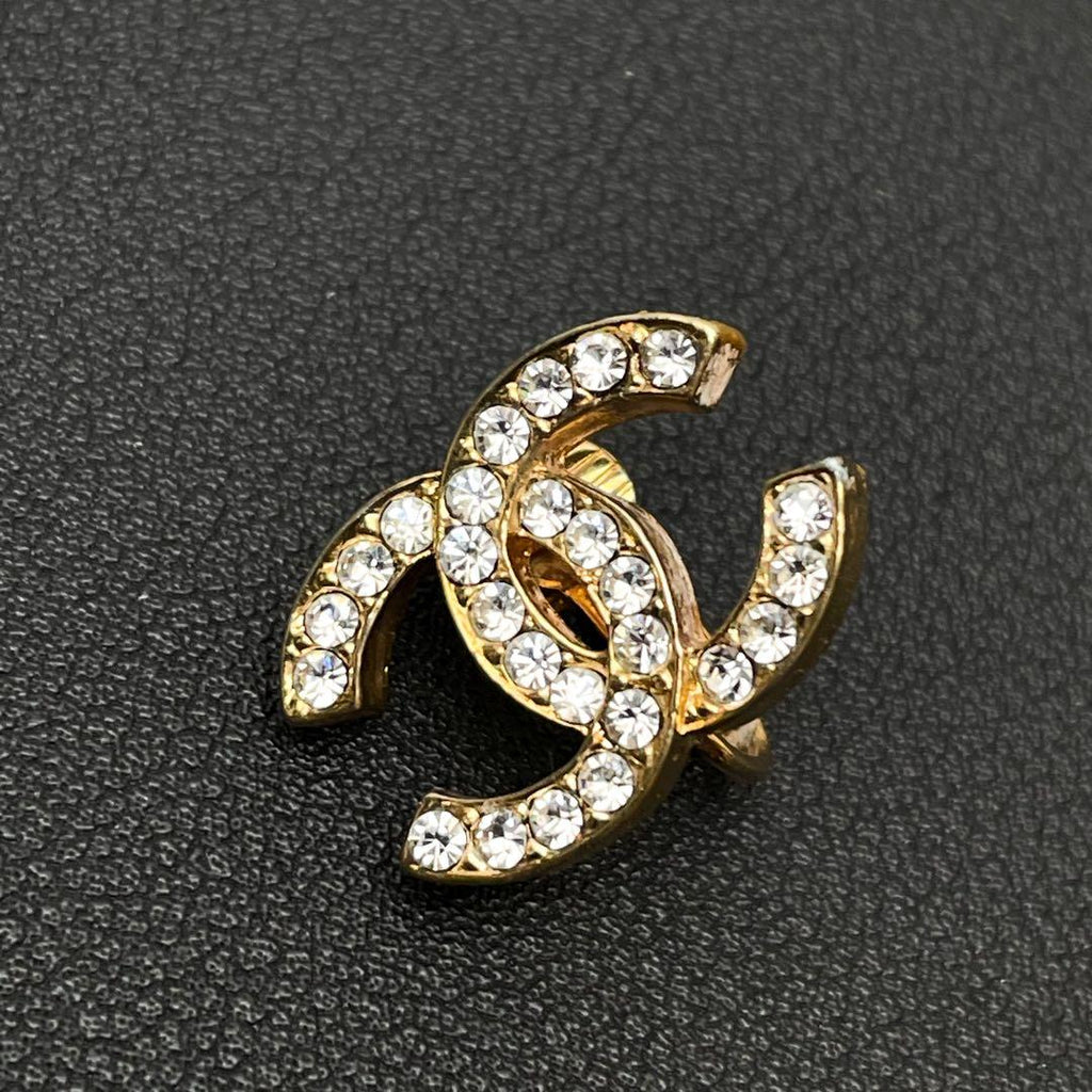 Chanel CC Logo Earrings Rhinestone Gold Icon — view 7