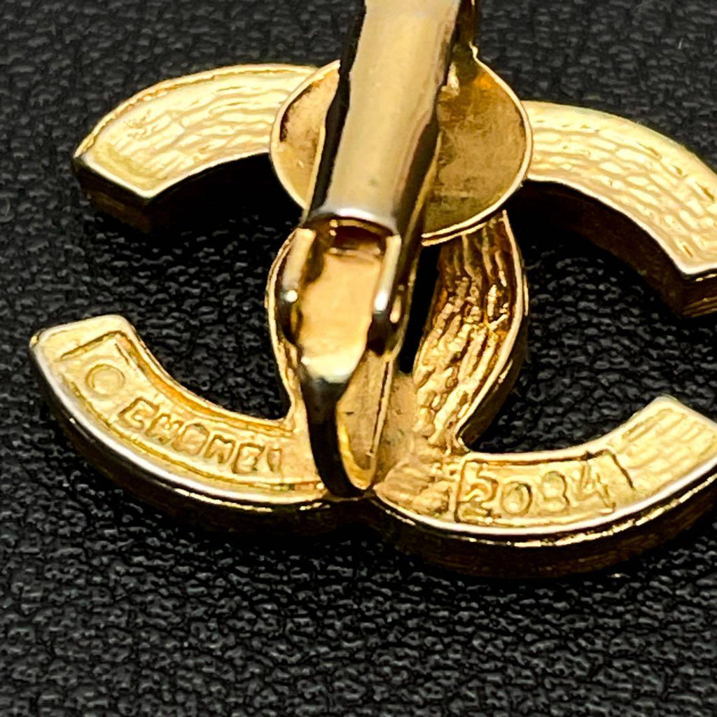 Chanel CC Logo Earrings Rhinestone Gold Icon — view 9