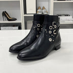 Hermes Leather Studded Belt Short Boots Black — view 3