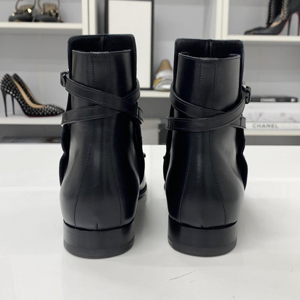 Hermes Leather Studded Belt Short Boots Black — view 6