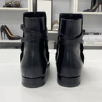 Hermes Leather Studded Belt Short Boots Black — view 6