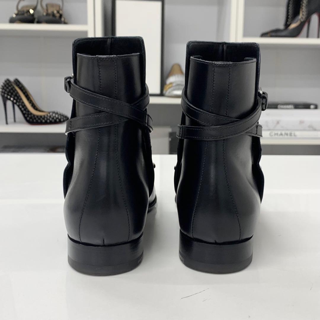 Hermes Leather Studded Belt Short Boots Black — view 6