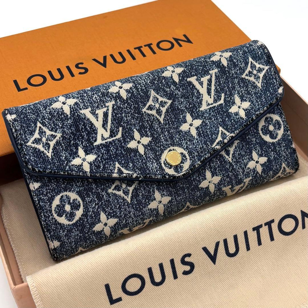 Louis Vuitton Monogram Jacquard Denim Portefeuille Sarah Blue Wallet