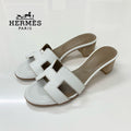 Hermes Oasis Leather Sandals White