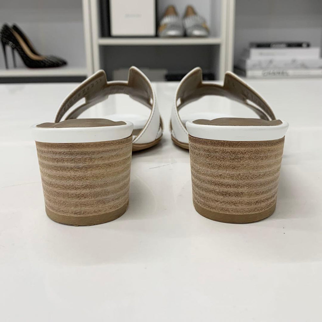 Hermes Oasis Leather Sandals White — view 5