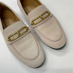 Hermes Colette Suede Roulis Buckle Moccasins Loafers Pink Beige — view 9