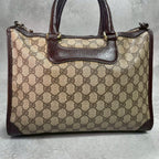Gucci GG Handbag Brown Leather Logo Gold — view 2