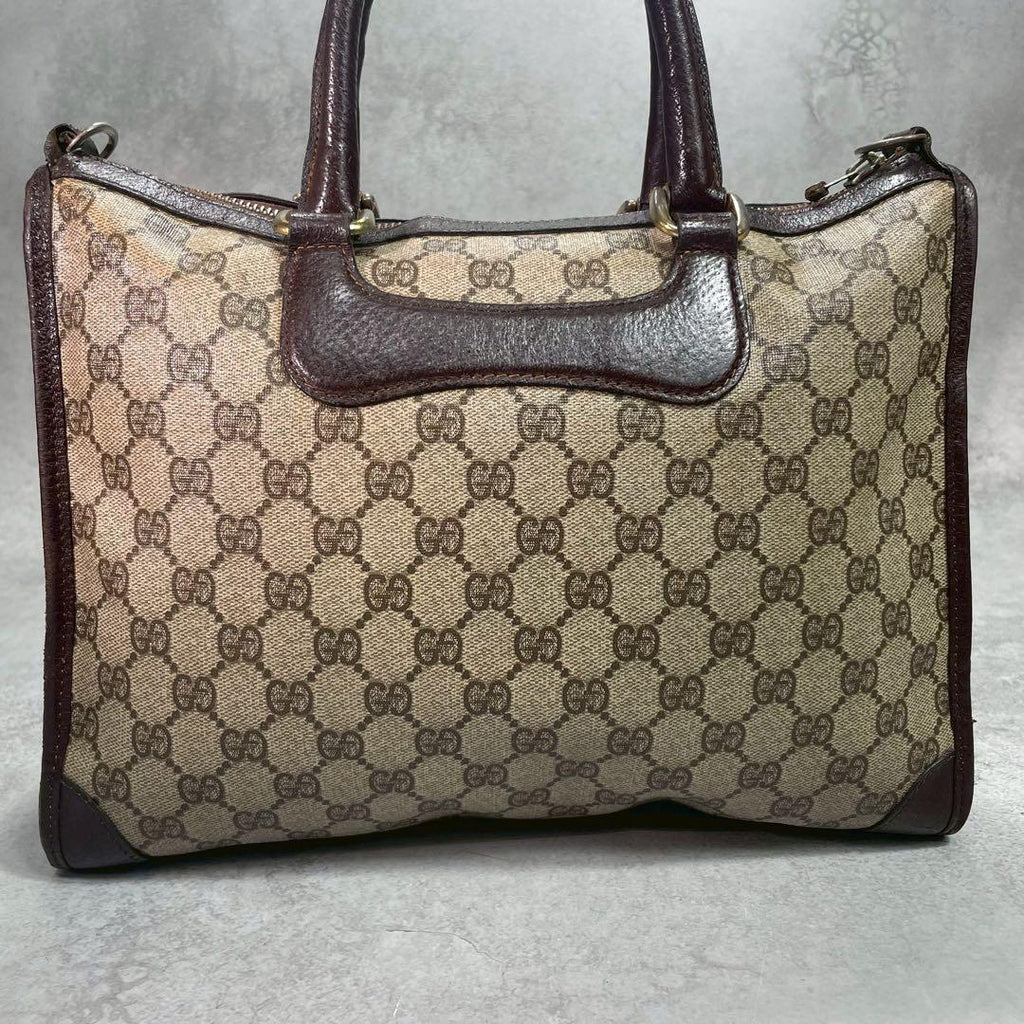 Gucci GG Handbag Brown Leather Logo Gold — view 3