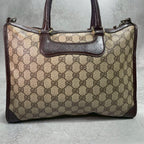 Gucci GG Handbag Brown Leather Logo Gold — view 3