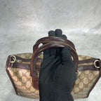 Gucci GG Handbag Brown Leather Logo Gold — view 4