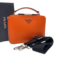 Prada Saffiano Leather Triangle Plate Logo Brick Shoulder