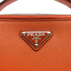 Prada Saffiano Leather Triangle Plate Logo Brick Shoulder — view 8