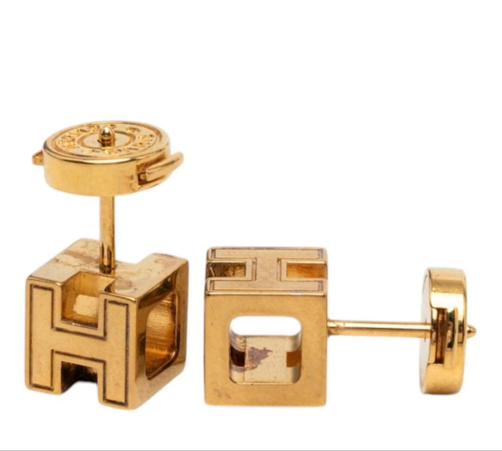 Hermes Garage Ash Cube Stud Earrings — view 3
