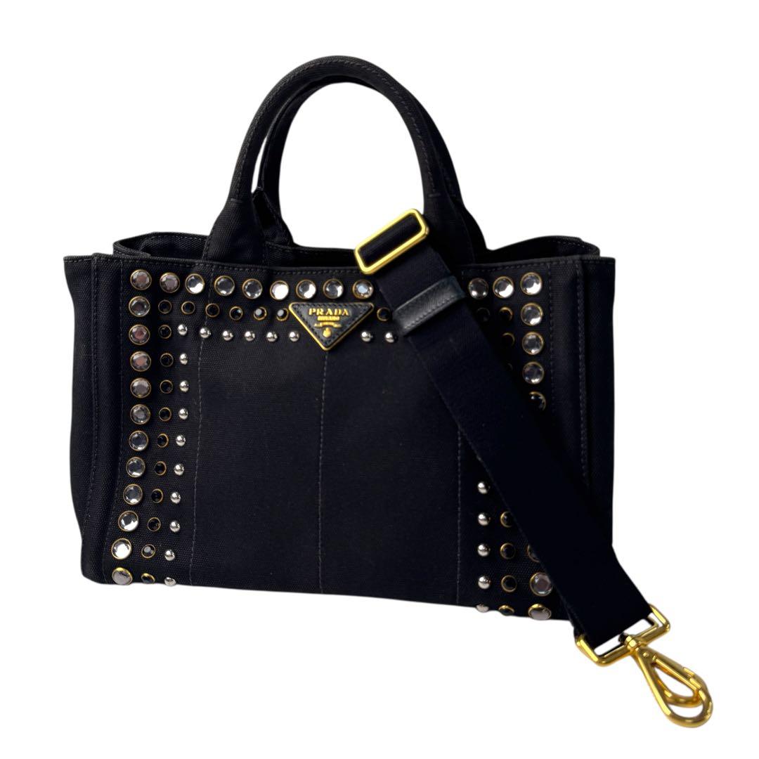 Prada Canapa Bijou Studded 2-Way Tote