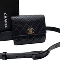 Chanel Quilted Lambskin Waist Belt Bag CC Logo Black