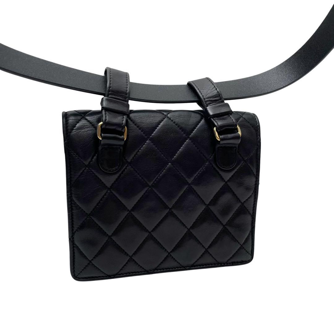 Chanel Quilted Lambskin Waist Belt Bag CC Logo Black — view 2