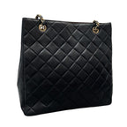 Chanel Quilted Lambskin Chain Shoulder Tote Bag Black — view 2
