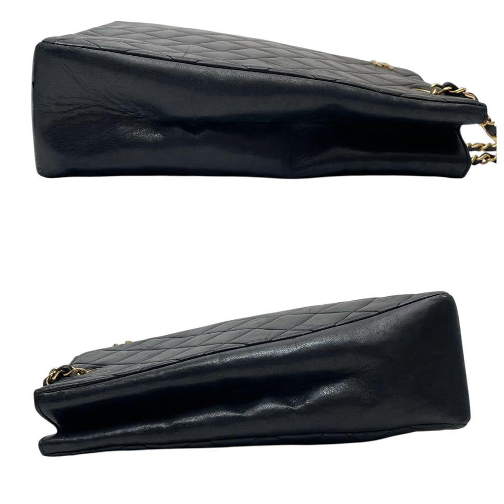 Chanel Quilted Lambskin Chain Shoulder Tote Bag Black — view 4