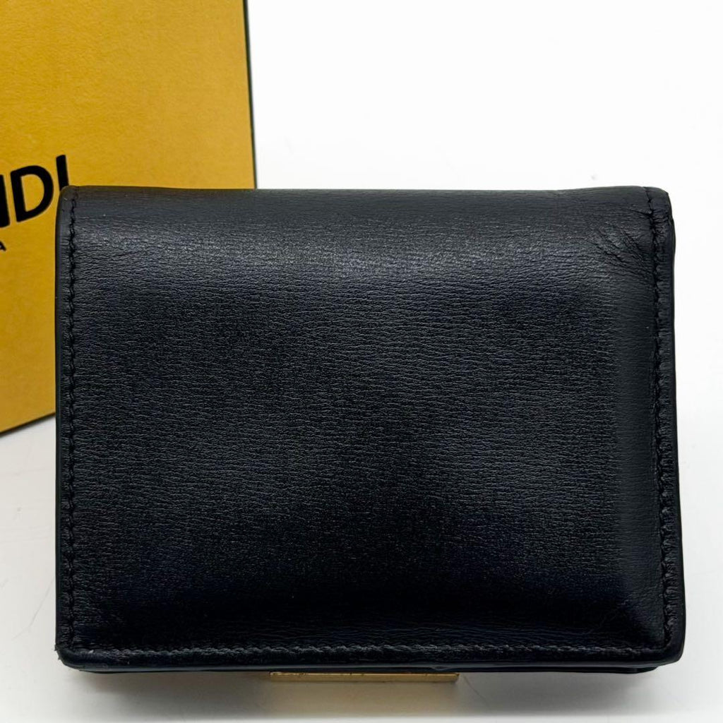 Fendi FF Bifold Wallet Black Leather Compact Pecan — view 3