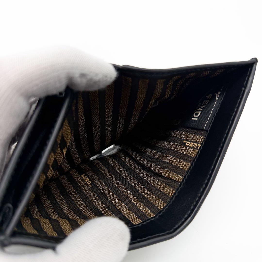 Fendi FF Bifold Wallet Black Leather Compact Pecan — view 7