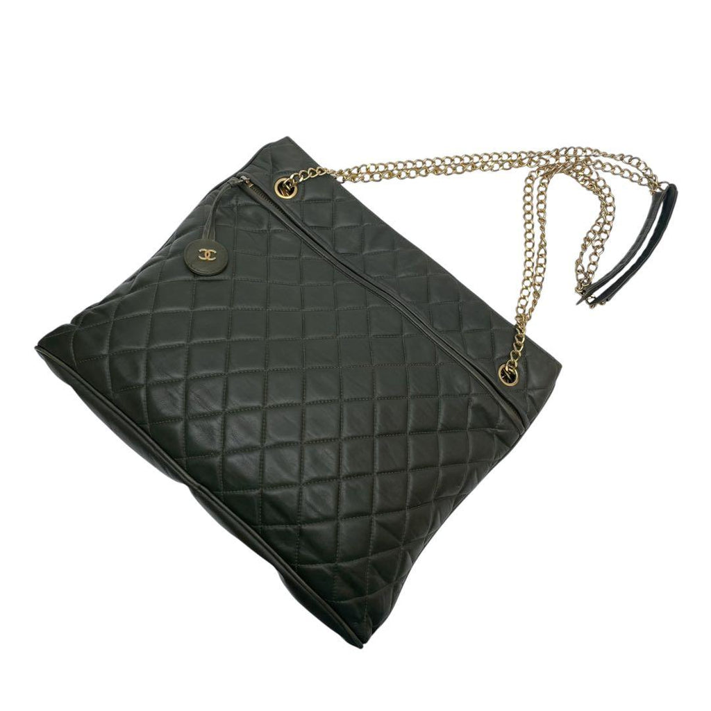 Chanel Quilted Lambskin Chain Shoulder Tote Bag — view 3
