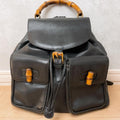 Gucci Vintage Bamboo Backpack Leather Turnlock Black