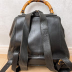 Gucci Vintage Bamboo Backpack Leather Turnlock Black — view 2