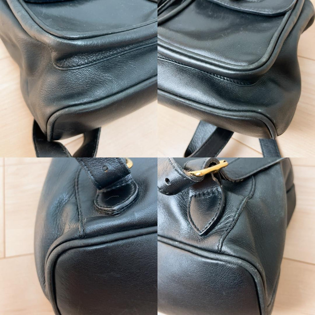 Gucci Vintage Bamboo Backpack Leather Turnlock Black — view 4