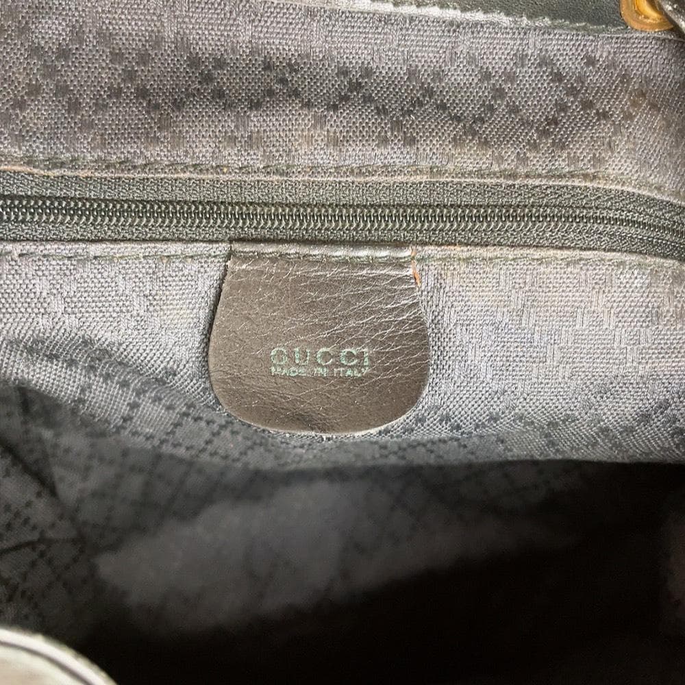 Gucci Vintage Bamboo Backpack Leather Turnlock Black — view 9