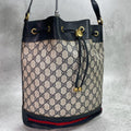 Gucci GG Sherry Line Shoulder Bag Navy Leather Drawstring