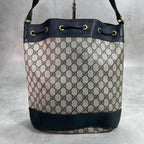 Gucci GG Sherry Line Shoulder Bag Navy Leather Drawstring — view 3