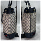 Gucci GG Sherry Line Shoulder Bag Navy Leather Drawstring — view 6