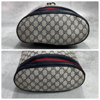 Gucci GG Sherry Line Shoulder Bag Navy Leather Drawstring — view 7