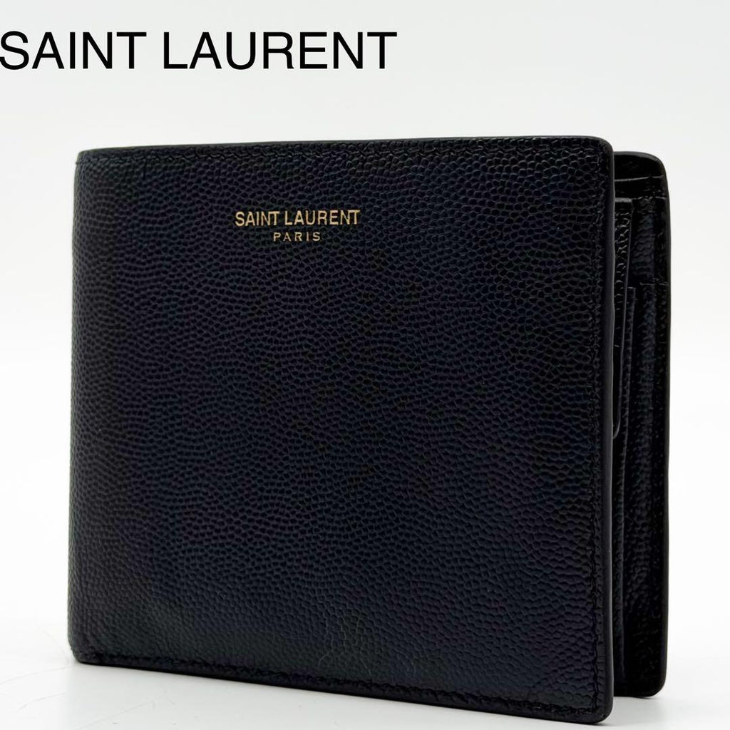 Saint Laurent Bifold Wallet Navy Compact Caviar Leather