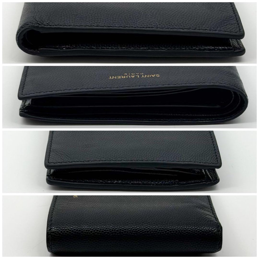 Saint Laurent Bifold Wallet Navy Compact Caviar Leather — view 4