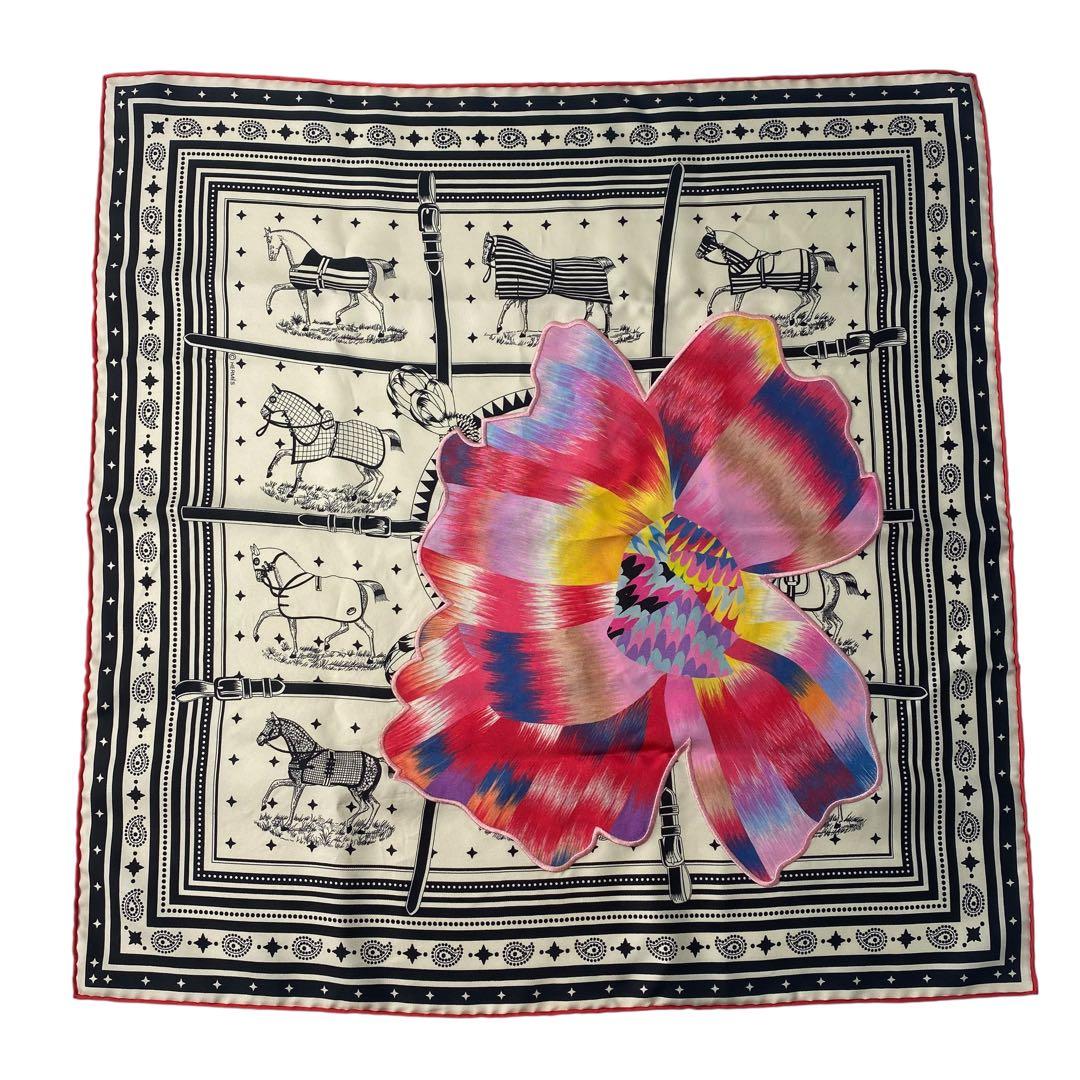 Hermes Carre 55 Horsewear Kyoto Marble Flower Silk — view 2