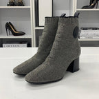 Hermes Vol Vert Knit Exlibris Short Boots Gray — view 3